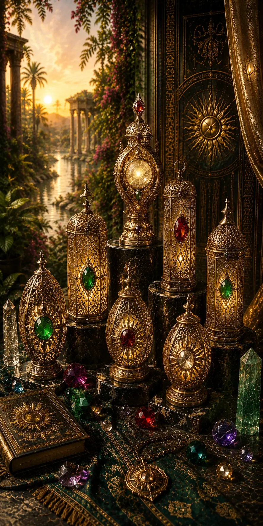 Collection lumineuse de bijoux et d’objets sacrés aux reflets dorés