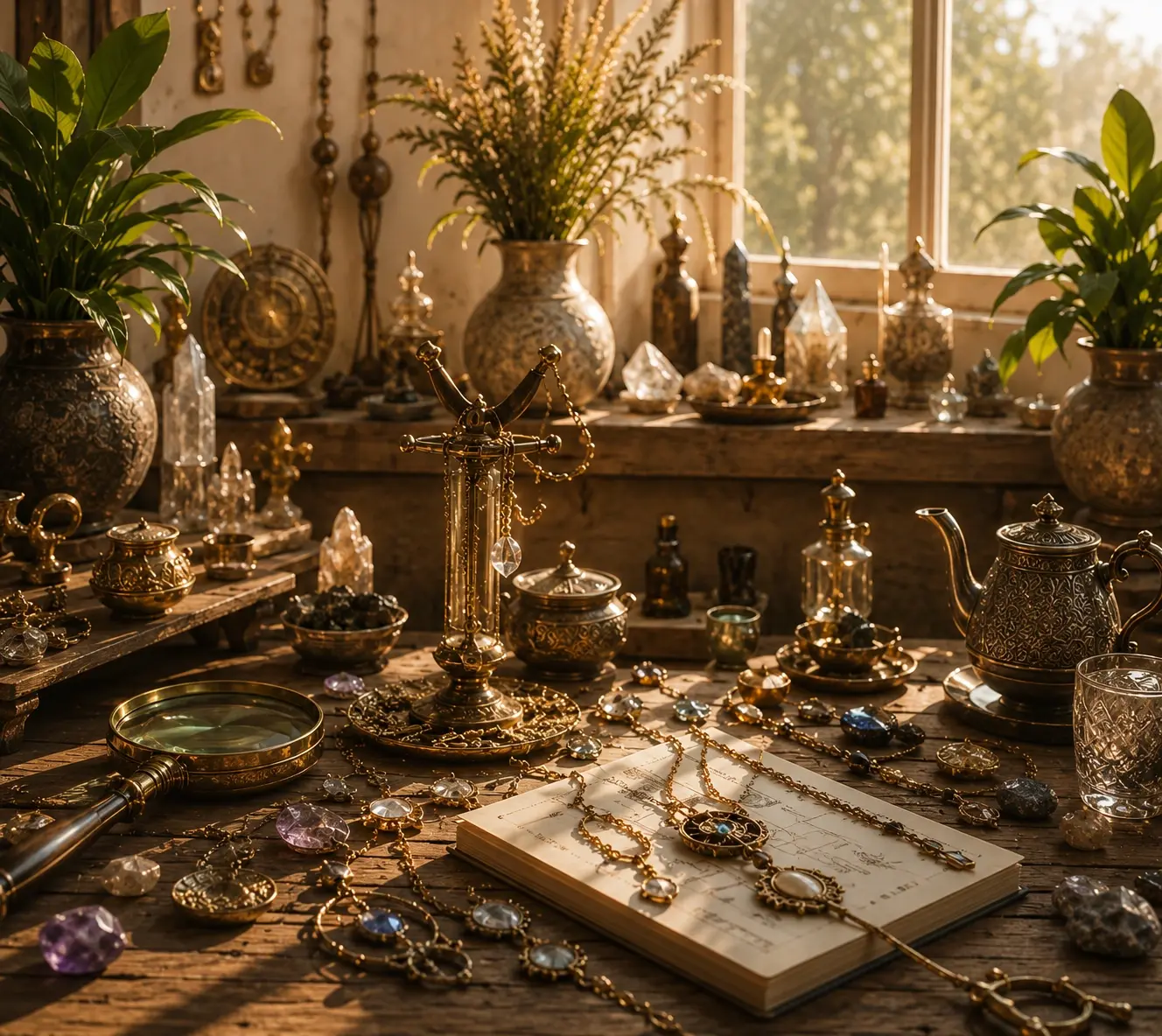 Table de création de bijoux et talismans